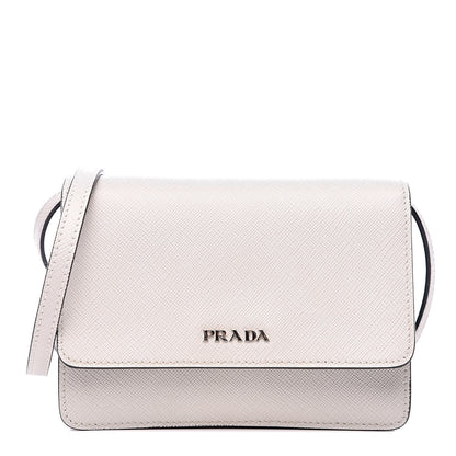 Prada Saffiano Lux Flap Wallet With Strap Talco 1 of 13