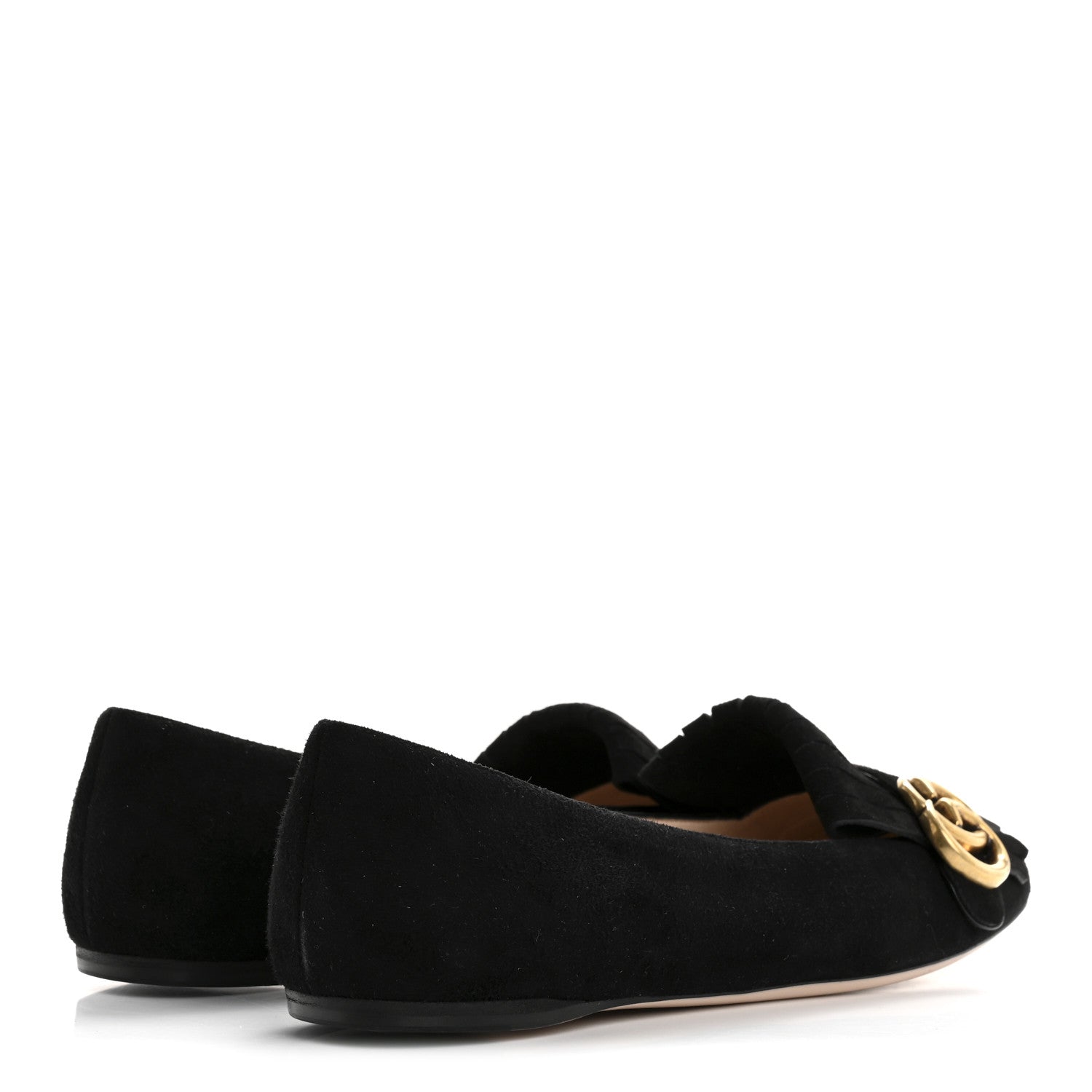 Gucci Kid Scamosciato GG Marmont Fringe Flats 38.5 Black 5 of 12