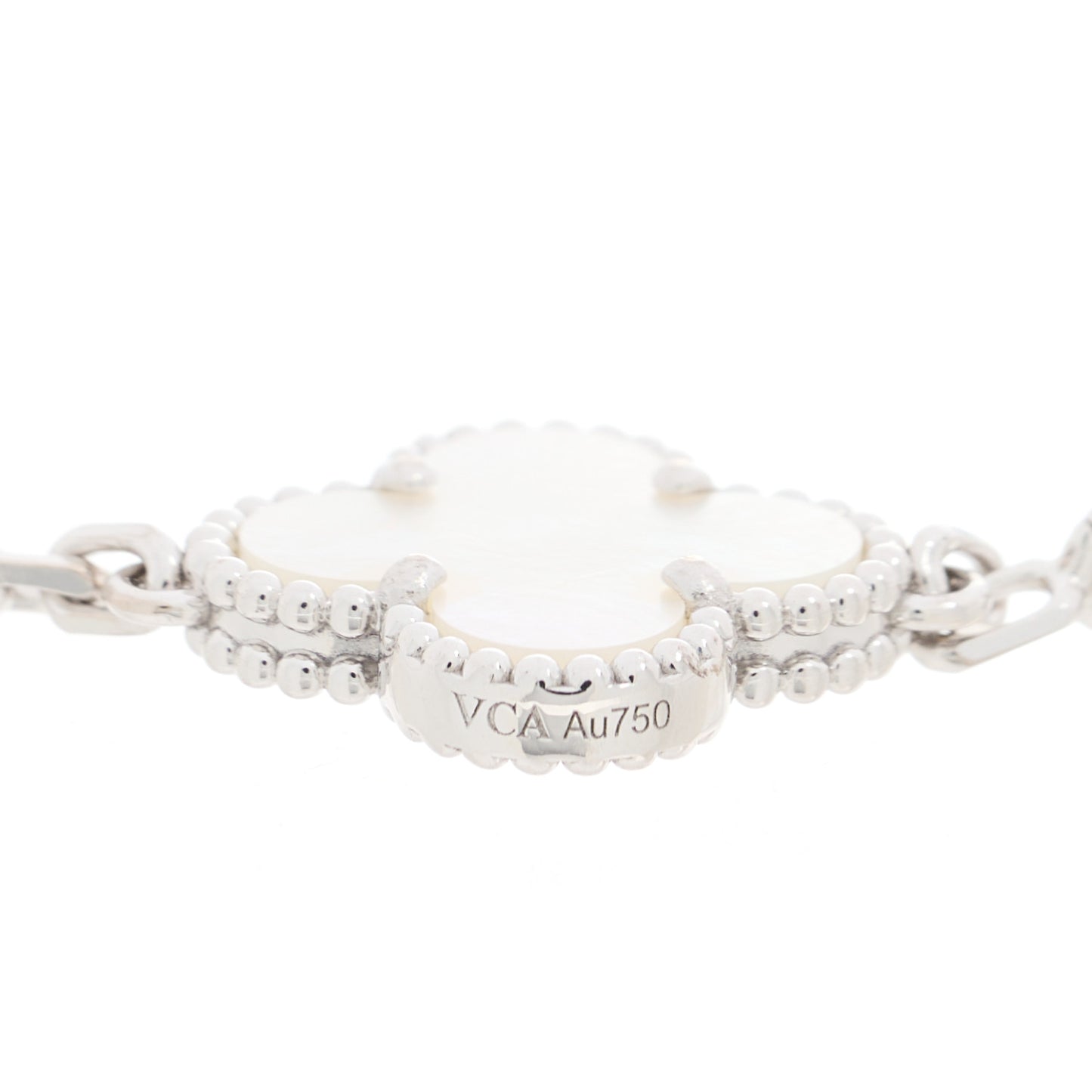 18K White Gold Mother of Pearl 5 Motifs Vintage Alhambra Bracelet