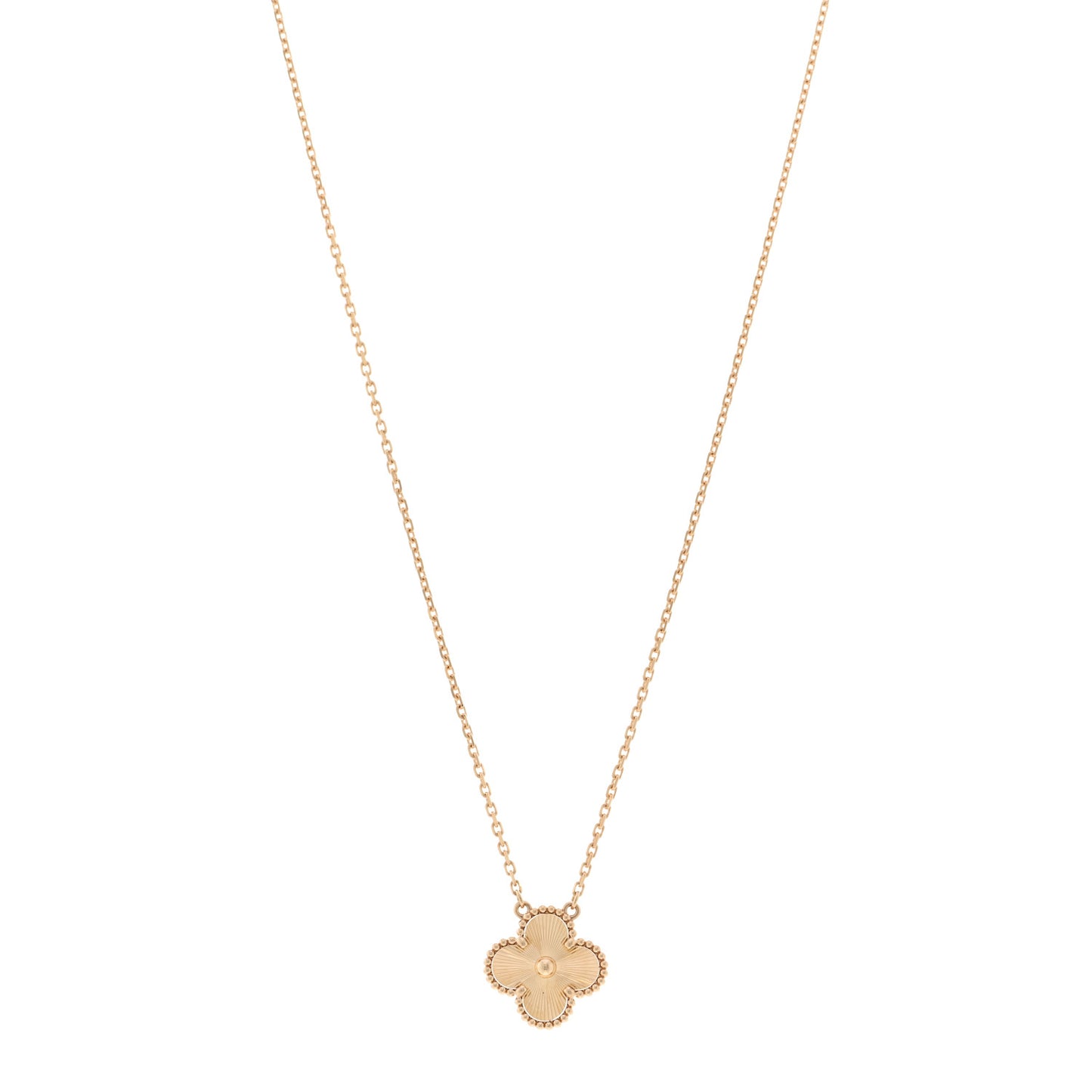 18K Yellow Gold Guilloche Vintage Alhambra Pendant Necklace
