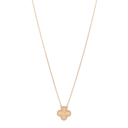 Van Cleef & Arpels 18K Yellow Gold Guilloche Vintage Alhambra Pendant Necklace 1 of 5