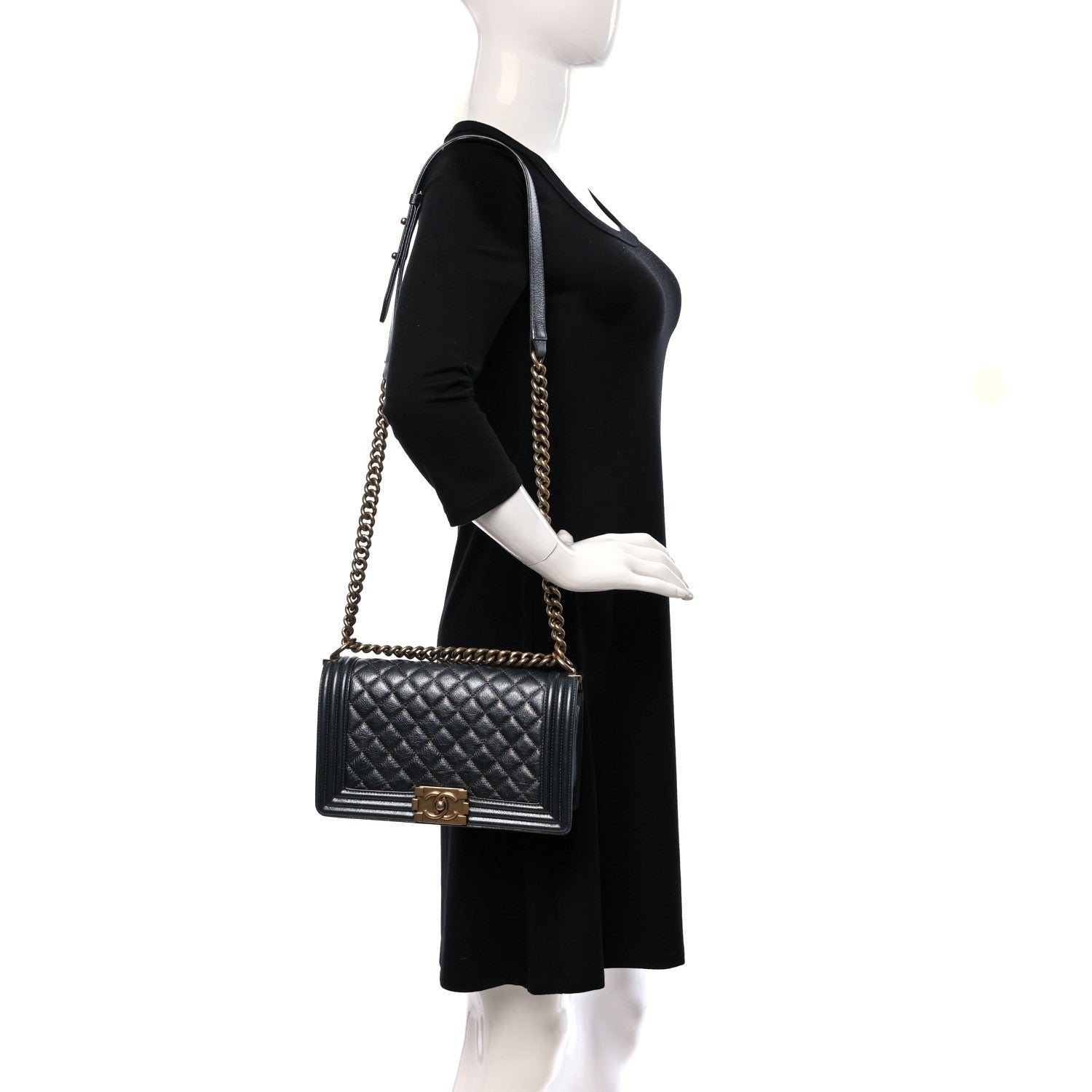 Chanel Metallic Calfskin Quilted Medium Boy Flap Grey 2 of 14