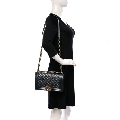 Chanel Metallic Calfskin Quilted Medium Boy Flap Grey 2 of 14