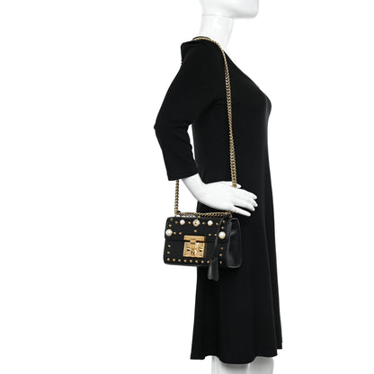 Gucci Calfskin Studded Small Padlock Shoulder Bag Black 2 of 15