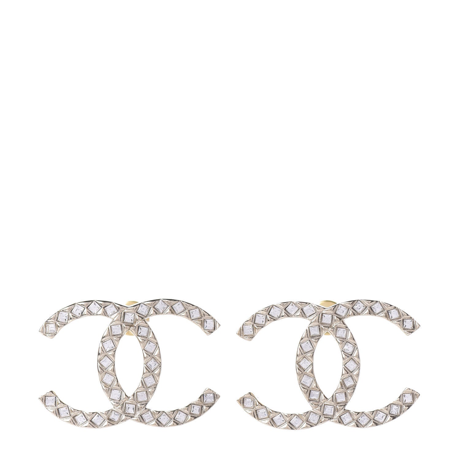 Chanel Baguette Crystal High Society CC Earrings Gold 1 of 5