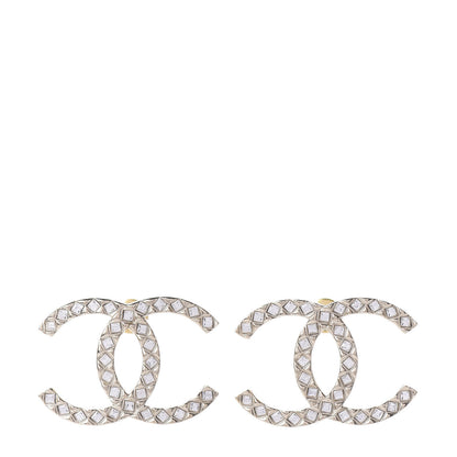 Chanel Baguette Crystal High Society CC Earrings Gold 1 of 5