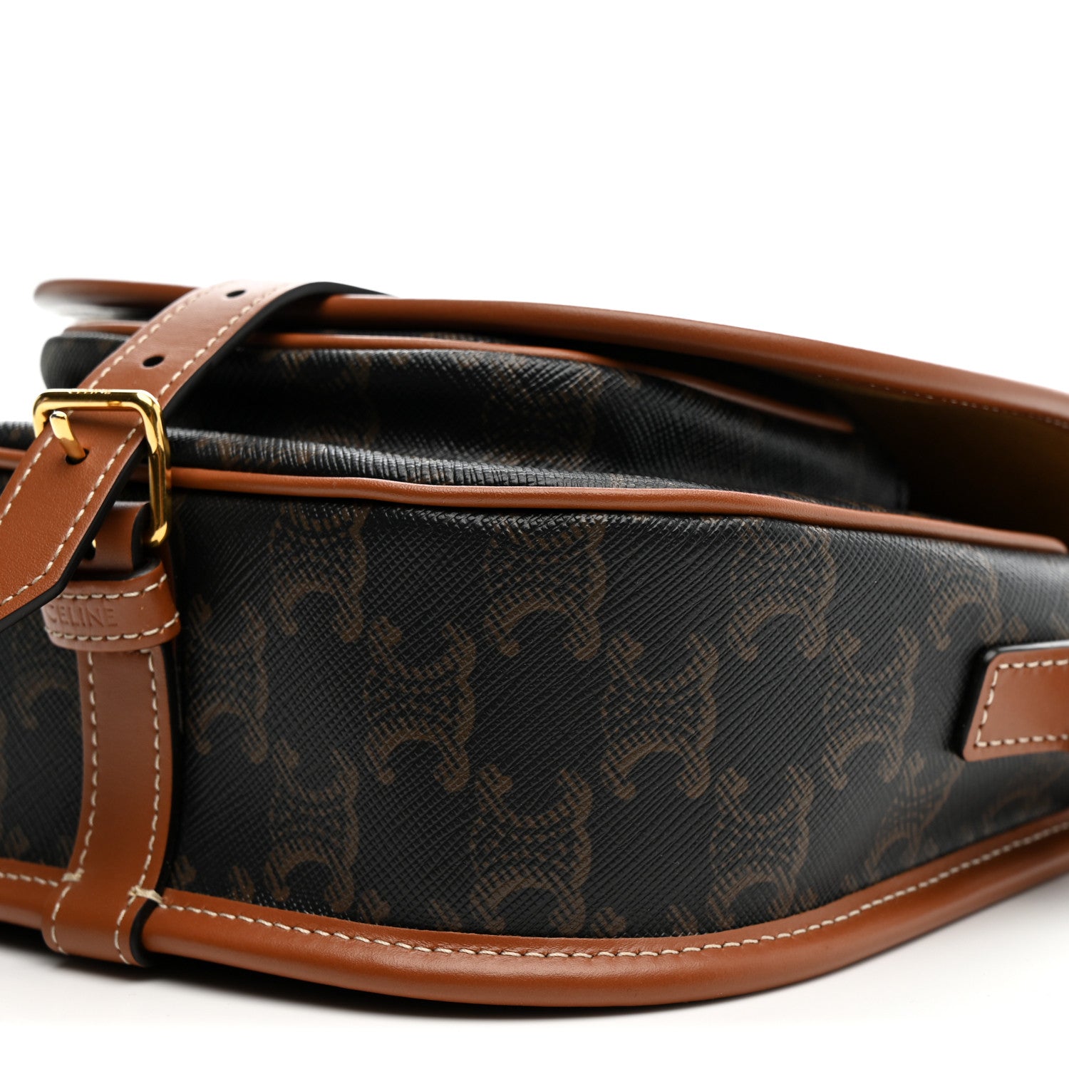 Celine Triomphe Canvas Medium Folco Bag Tan 10 of 15