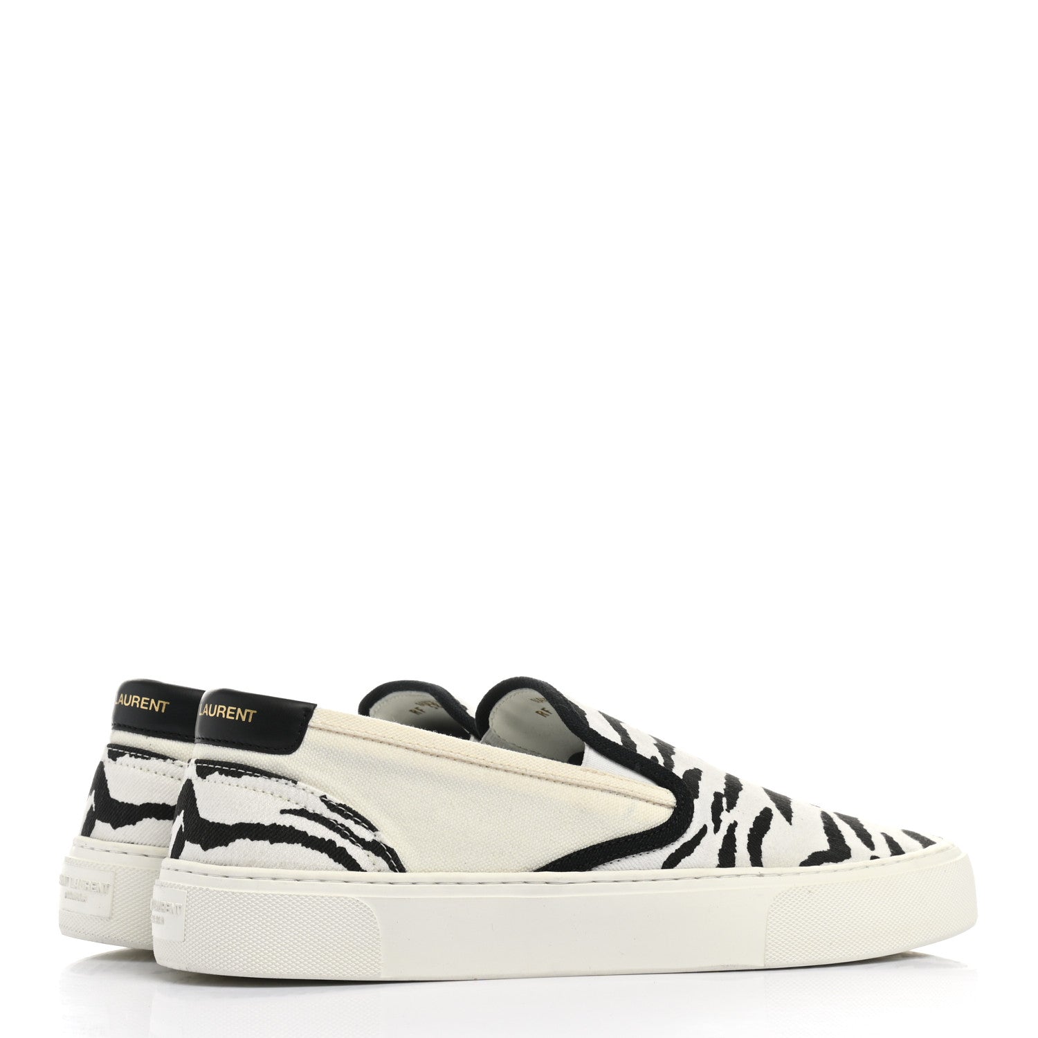 Saint Laurent Canvas Zebra Mens Venice Slip On Sneakers 43 Black White 4 of 11