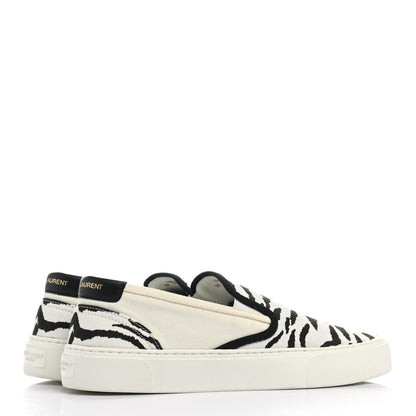 Saint Laurent Canvas Zebra Mens Venice Slip On Sneakers 43 Black White 4 of 11