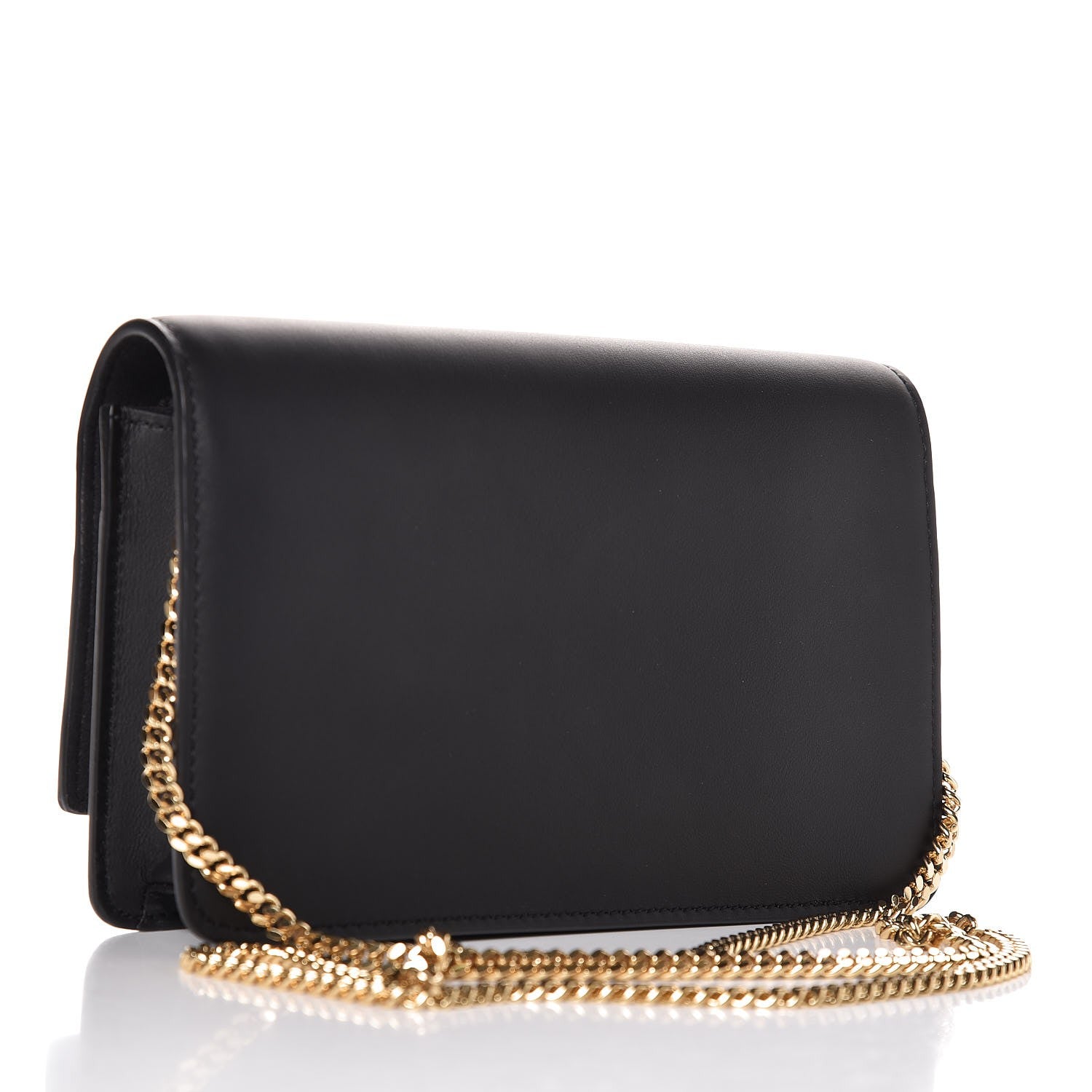 Fendi Vitello Century Eyebrow Monster Eyes Embossed Tube Wallet On Chain Black 3 of 7