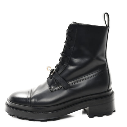 Hermes Glossed Calfskin Funk Ankle Boots 37 Black 1 of 10