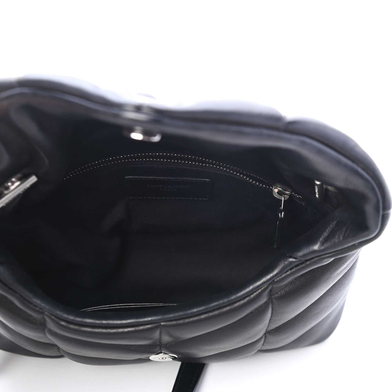 Saint Laurent Lambskin Quilted Toy Loulou Puffer Monogram Chain Satchel Black 4 of 4