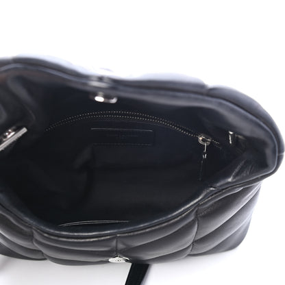 Saint Laurent Lambskin Quilted Toy Loulou Puffer Monogram Chain Satchel Black 4 of 4