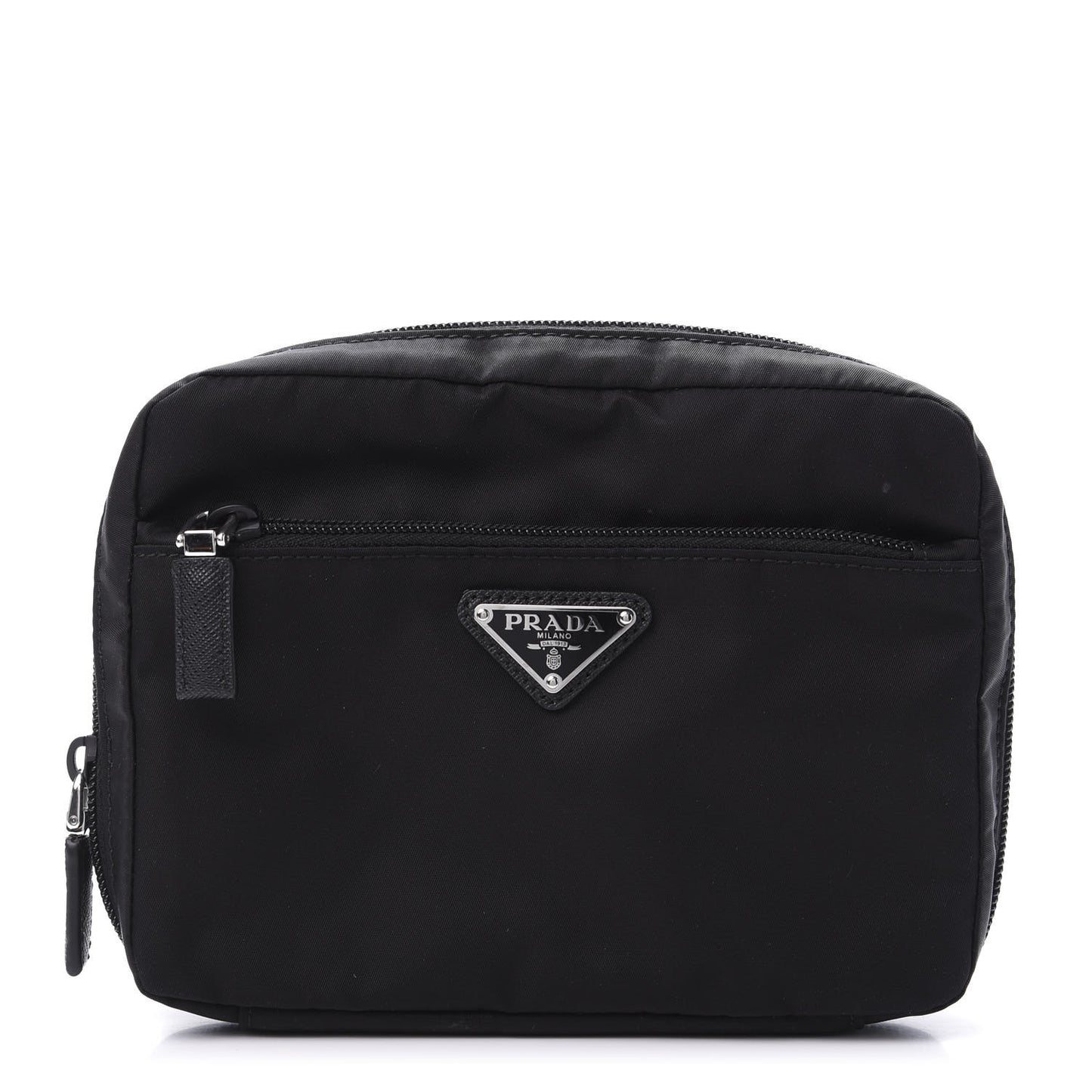 Tessuto Nylon Saffiano Maniglia Pouch Black