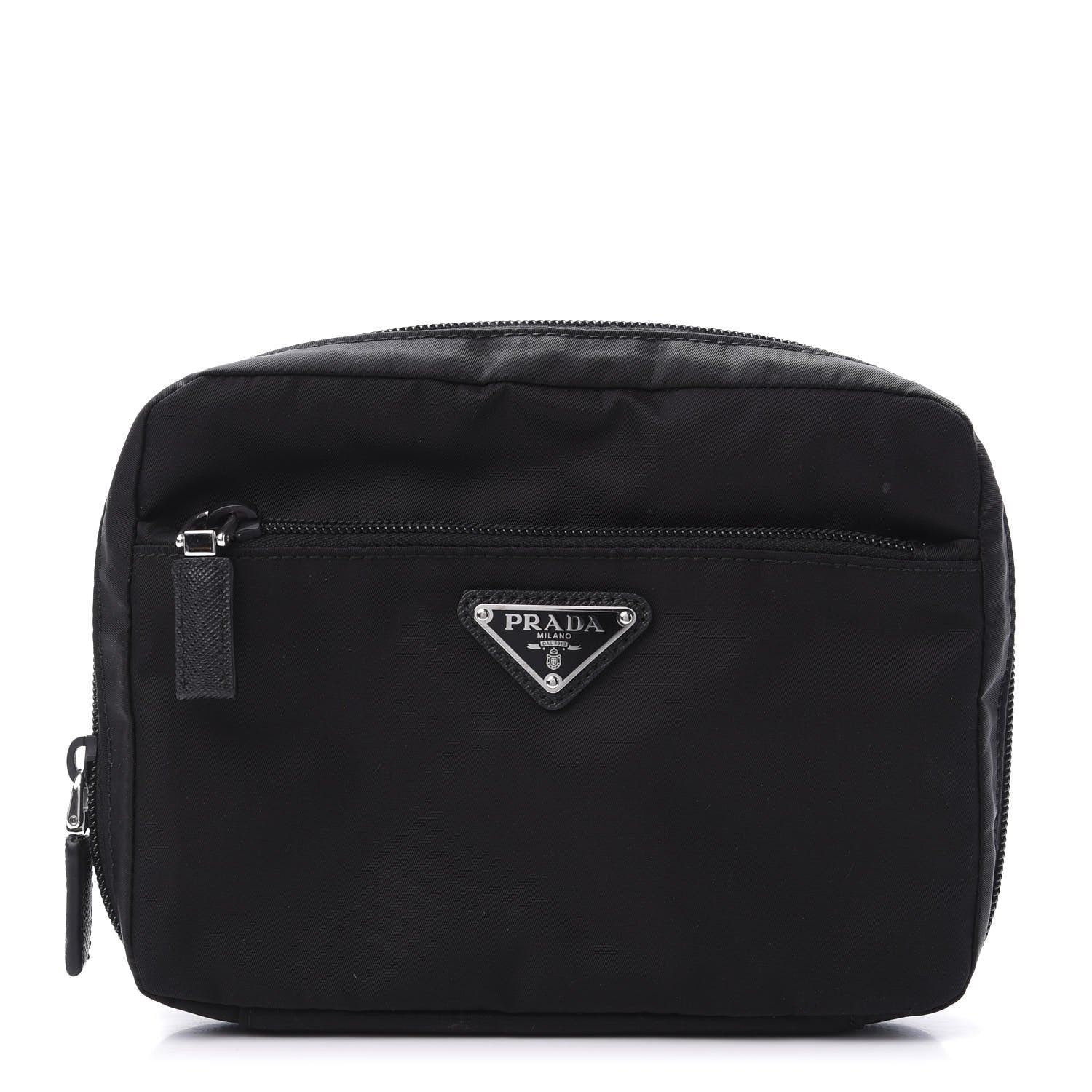 Prada Tessuto Nylon Saffiano Maniglia Pouch Black 1 of 6