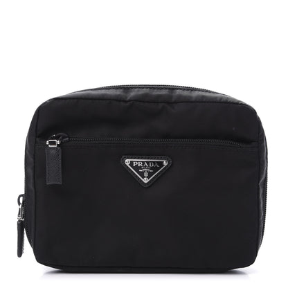 Prada Tessuto Nylon Saffiano Maniglia Pouch Black 1 of 6