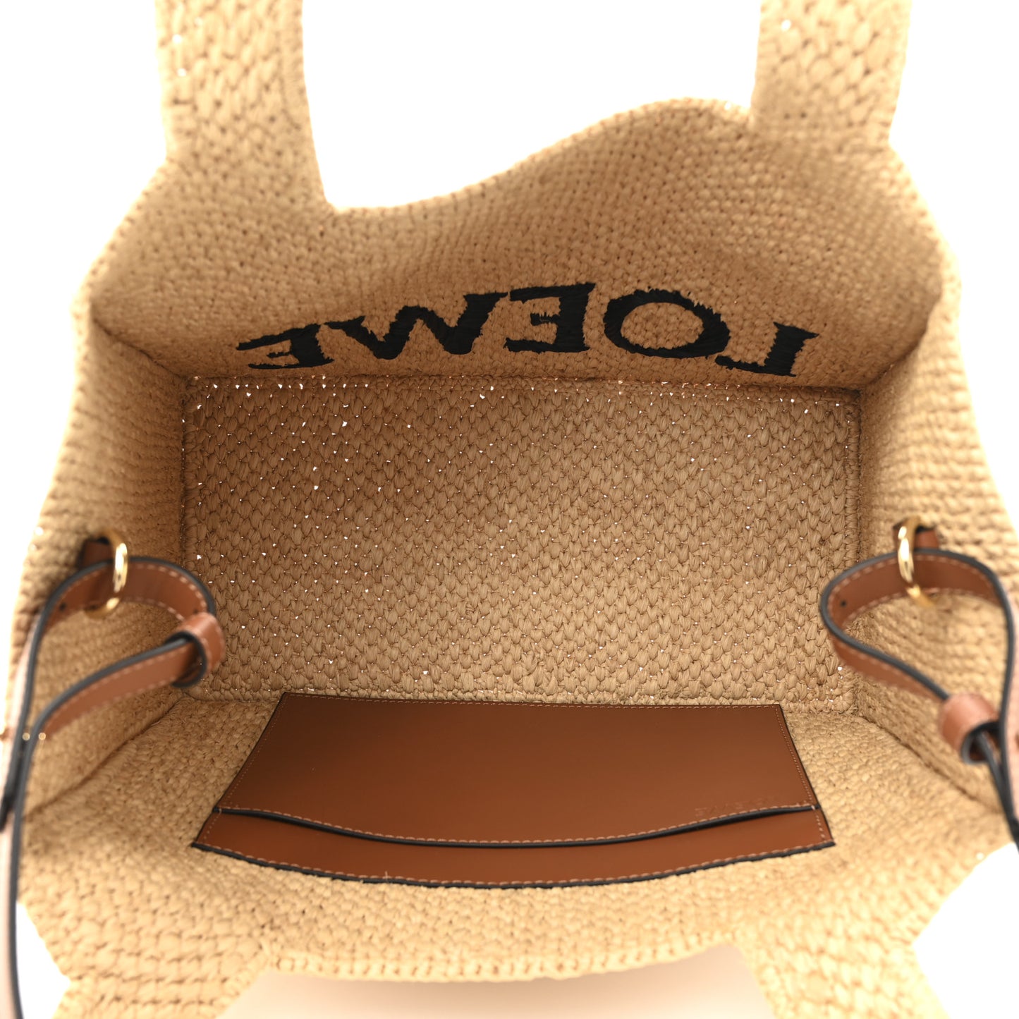 X PAULA'S IBIZA Raffia Medium Font Tote Natural Tan