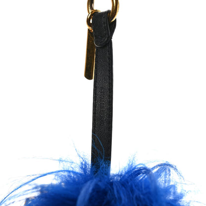 Fendi Shiny Nappa Goat Fox Fur Studded Punkito Karlito Bag Charm White Black Blue Neon 4 of 5