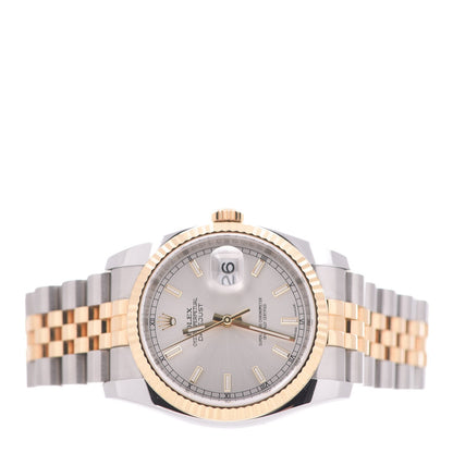 Rolex Stainless Steel 18K Yellow Gold 36mm Oyster Perpetual Datejust Watch Silver 116233 3 of 9