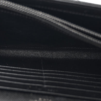 Saint Laurent Grain De Poudre Matelasse Chevron Monogram Monochrome Chain Wallet Black 5 of 11