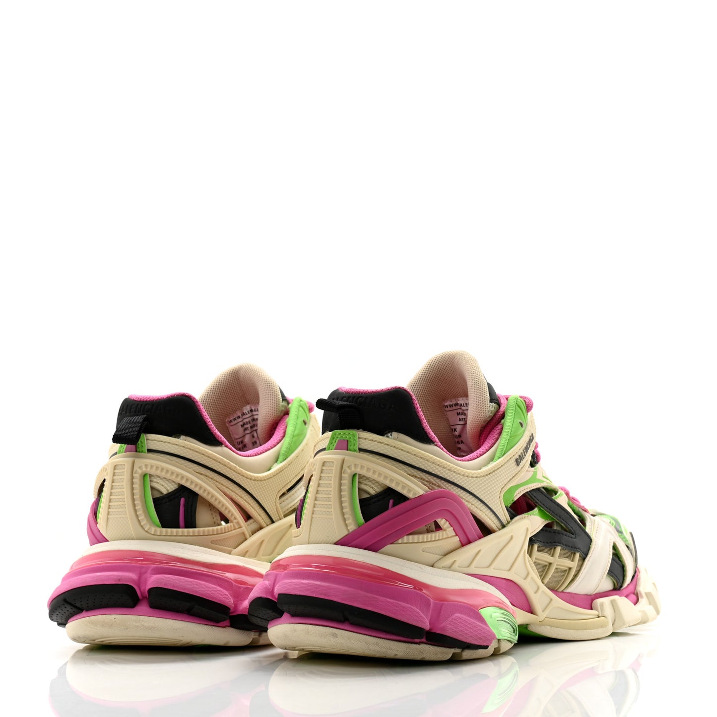 Rubber Mesh Bi-Color Womens Track.2 Open Sneakers 39 White Green Pink