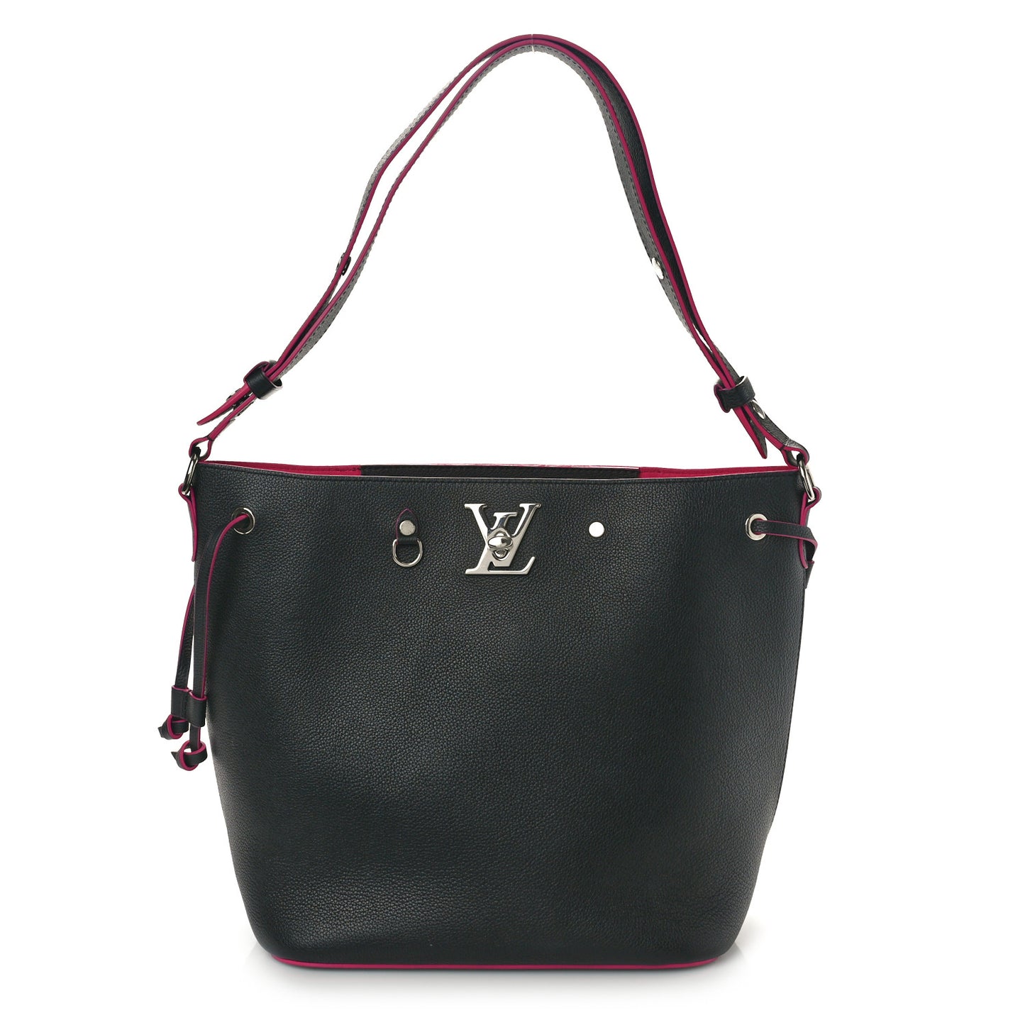 Calfskin Lockme Bucket Black