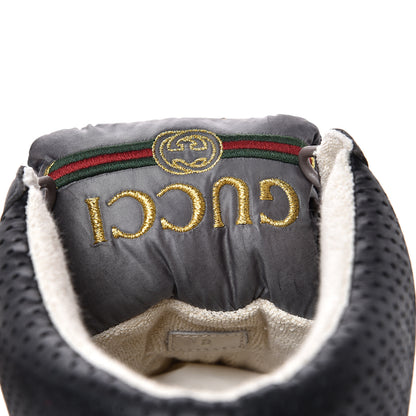 Gucci Miro Soft Calfskin Web Mens Screener High Top Sneakers 8 Light Hibiscus Red Black Foggy Grey 8 of 11