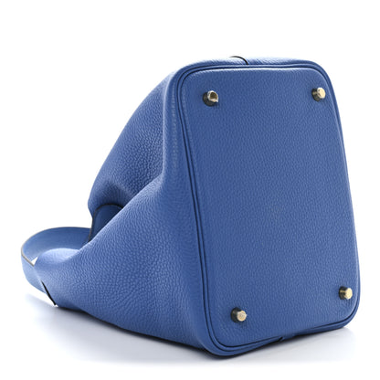 Hermes Taurillon Clemence Picotin Lock 22 MM Bleu Frida 4 of 10