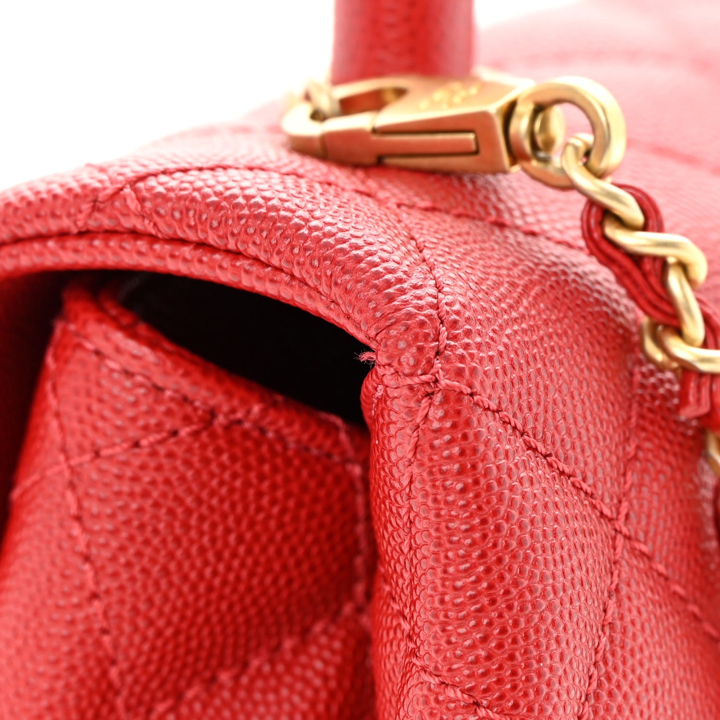 Caviar Quilted Mini Coco Handle Flap Red