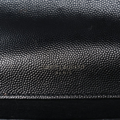 Saint Laurent Grain De Poudre Textured Mixed Matelasse Triquilt Medium Monogram Monochrome Satchel Black 6 of 11