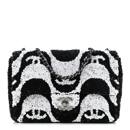 Chanel Sequin Mini Rectangular Flap Black White 1 of 9