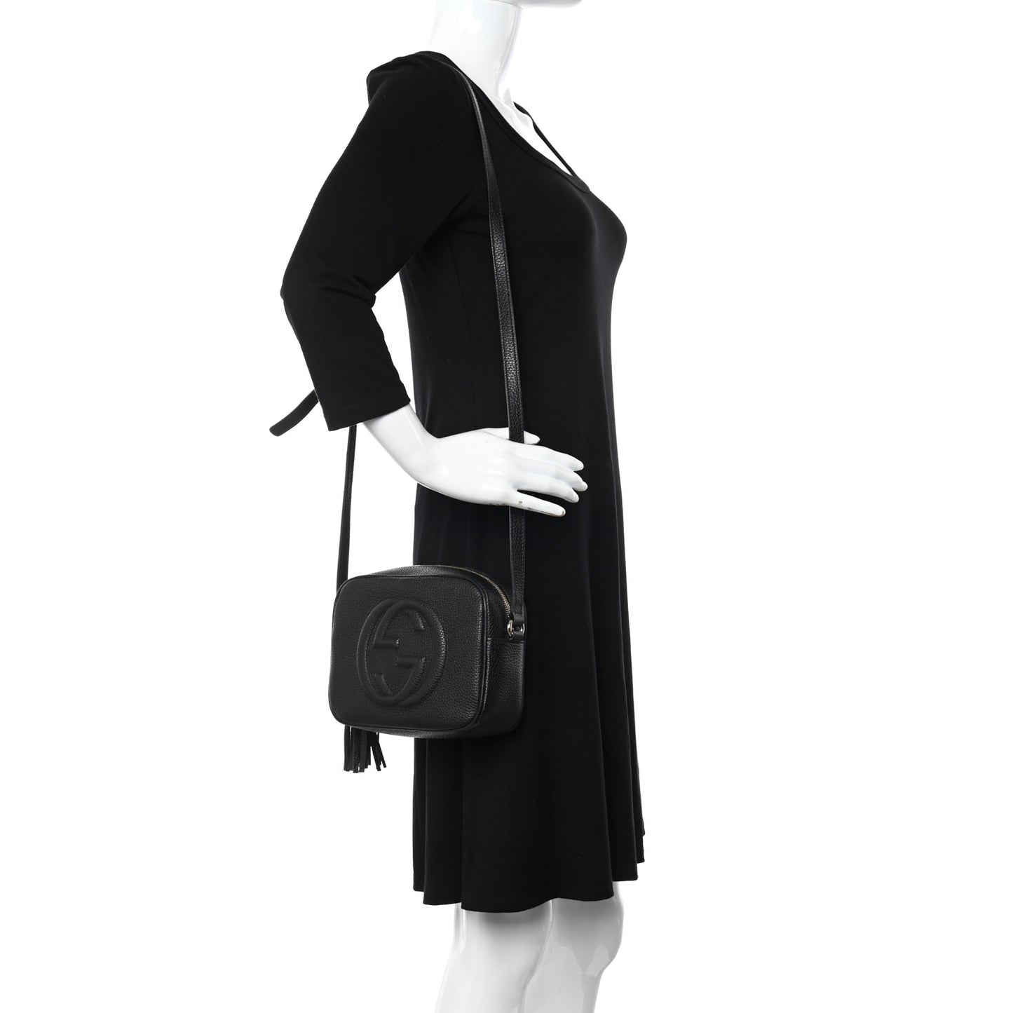 Pebbled Calfskin Small Soho Disco Bag Black
