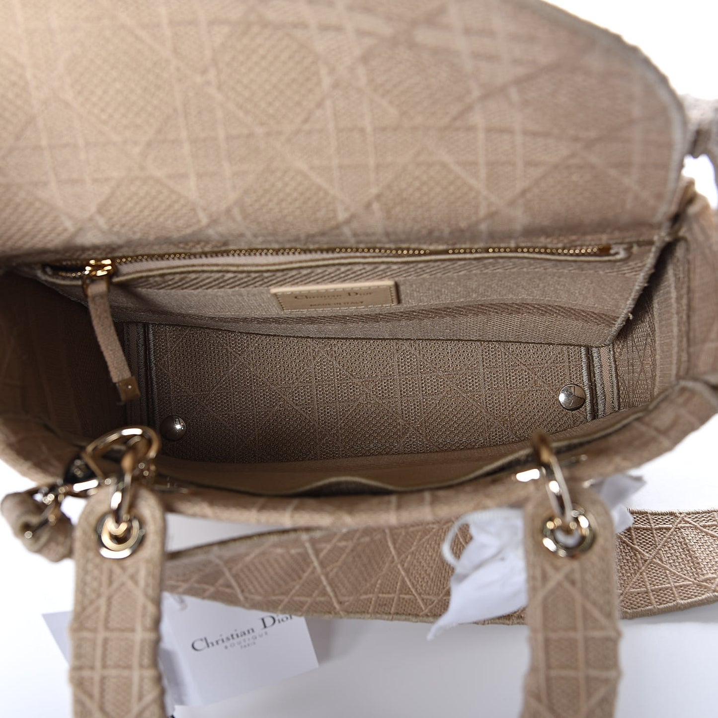 Canvas Embroidered Medium Lady D-Lite Beige