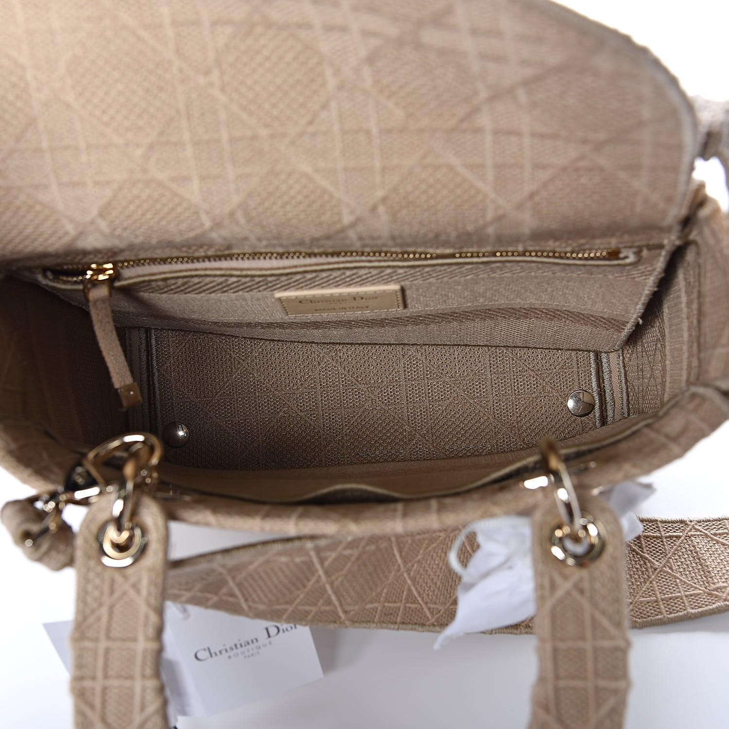 Christian Dior Canvas Embroidered Medium Lady D-Lite Beige 5 of 10