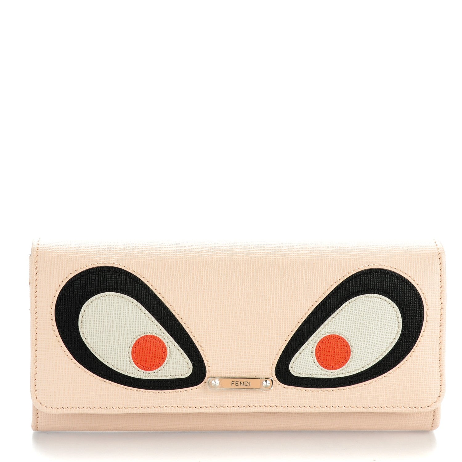 Fendi Vitello Elite Monster Continental Wallet Rosa Plaster 1 of 8