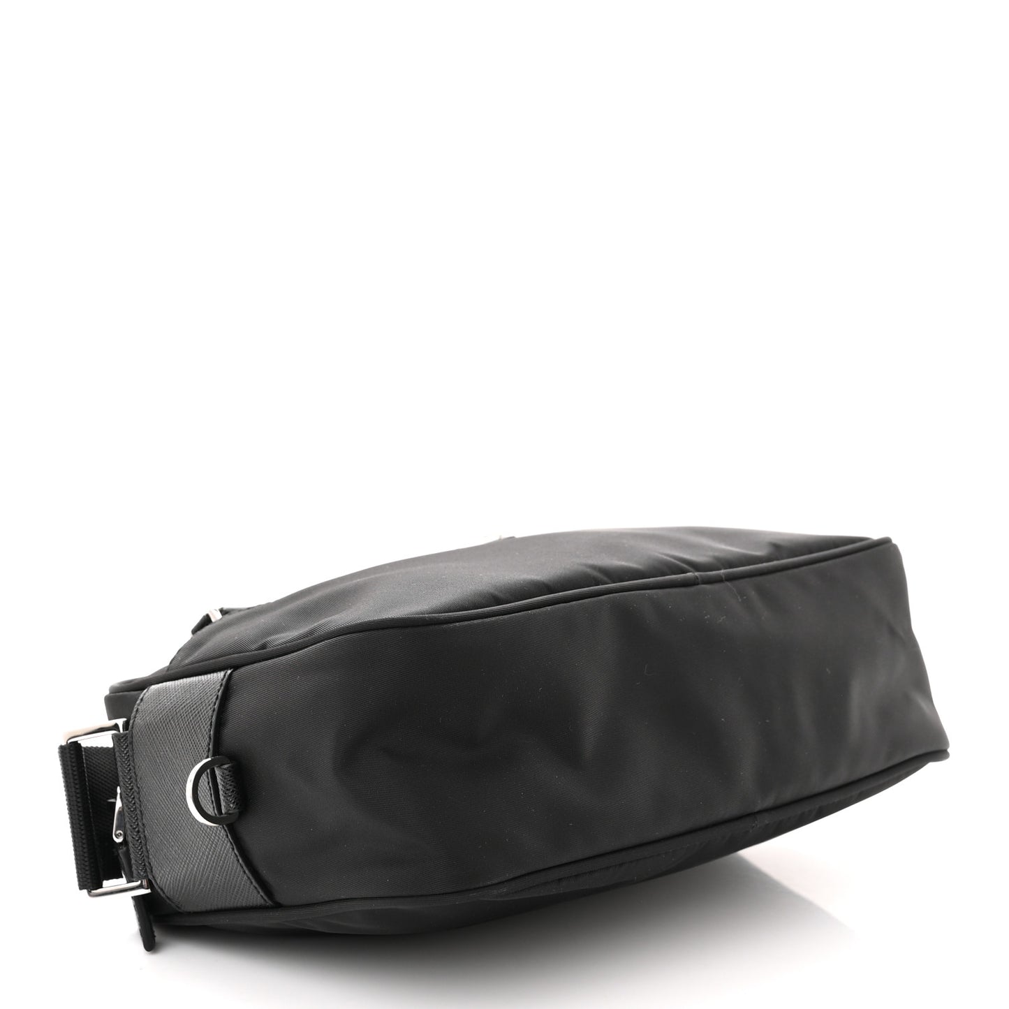 Re-Nylon Vela Saffiano Pocket Double Zip Shoulder Bag Black