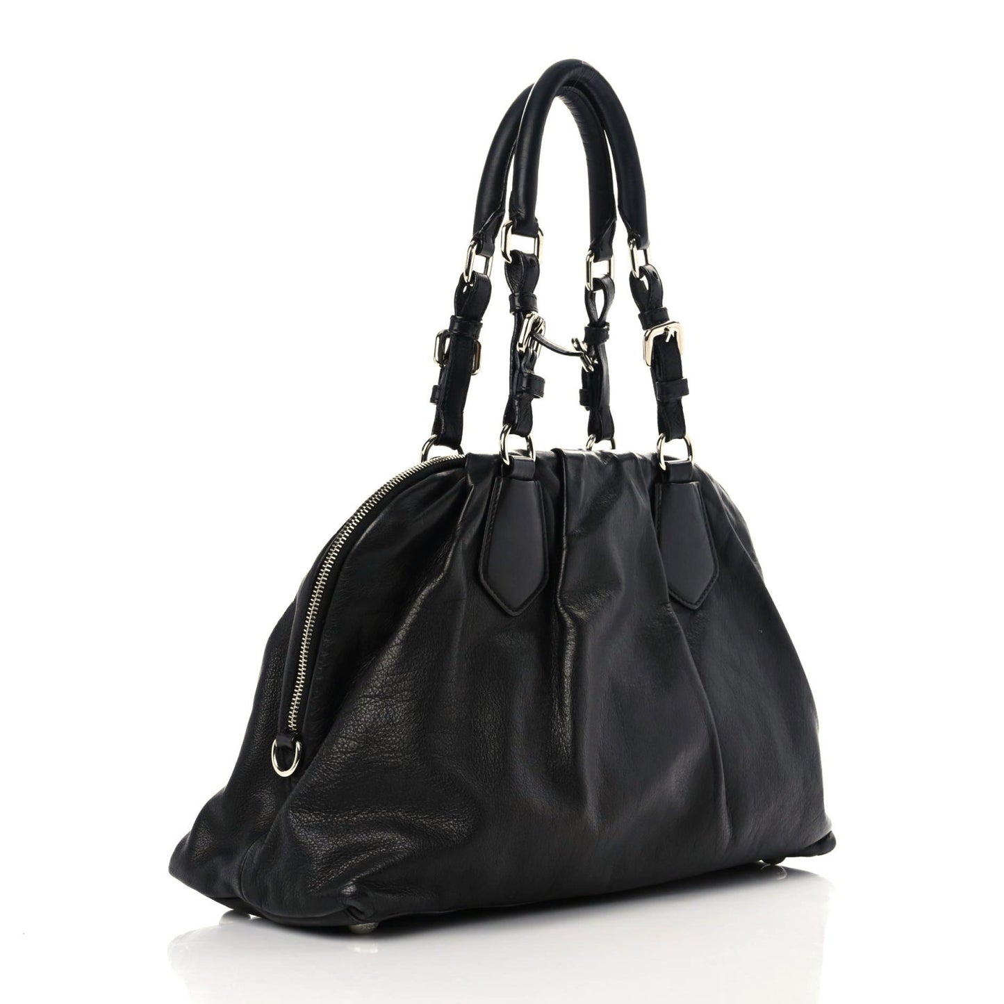 Soft Calf Pleated Tote Black