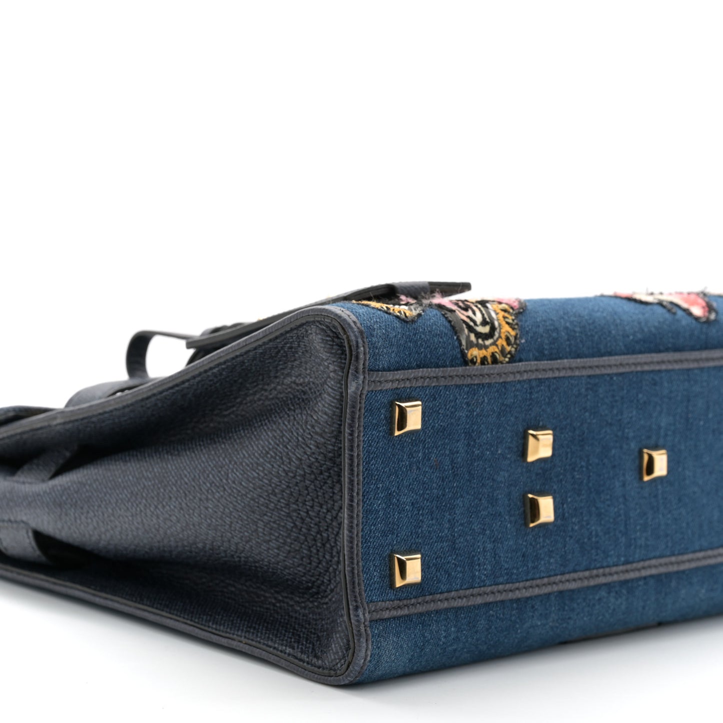Denim Butterfly Embroidered My Rockstud Frame Bag Light Denim Multicolor