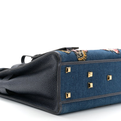 Valentino Garavani Denim Butterfly Embroidered My Rockstud Frame Bag Light Denim Multicolor 8 of 9
