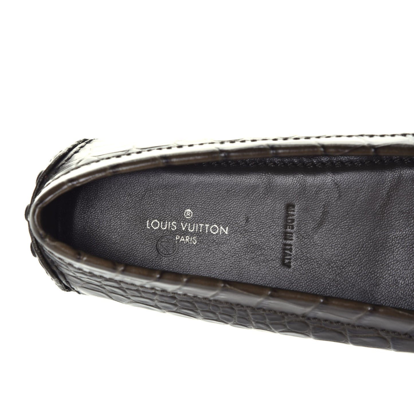 Calfskin Crocodile Embossed Dauphine Loafers 36.5 Green