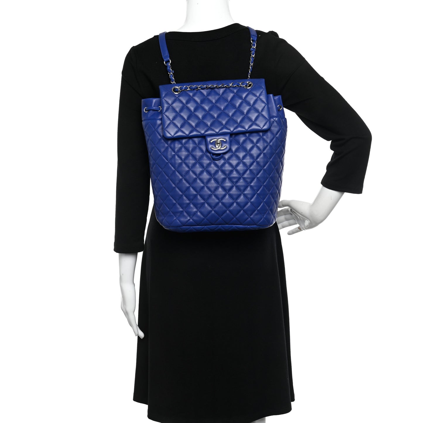 Lambskin Quilted Large Urban Spirit Backpack Blue