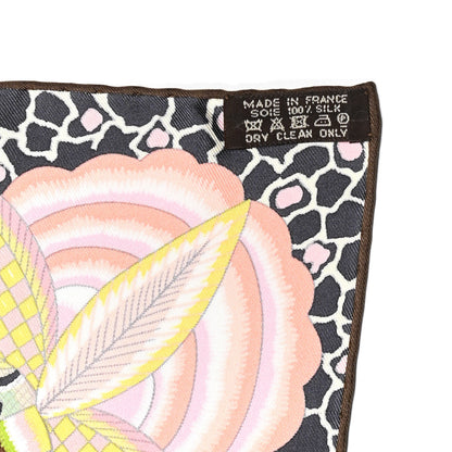 Hermes Silk Flowers of South Africa Scarf 90 Vieux Rose Vert Jaune 3 of 6