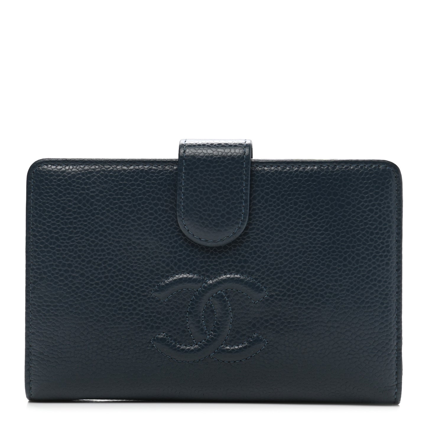 Caviar Timeless CC French Wallet Navy Blue