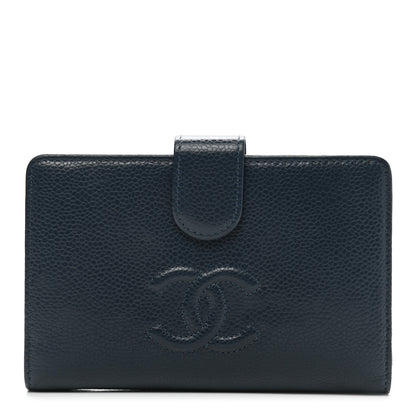 Chanel Caviar Timeless CC French Wallet Navy Blue 1 of 8