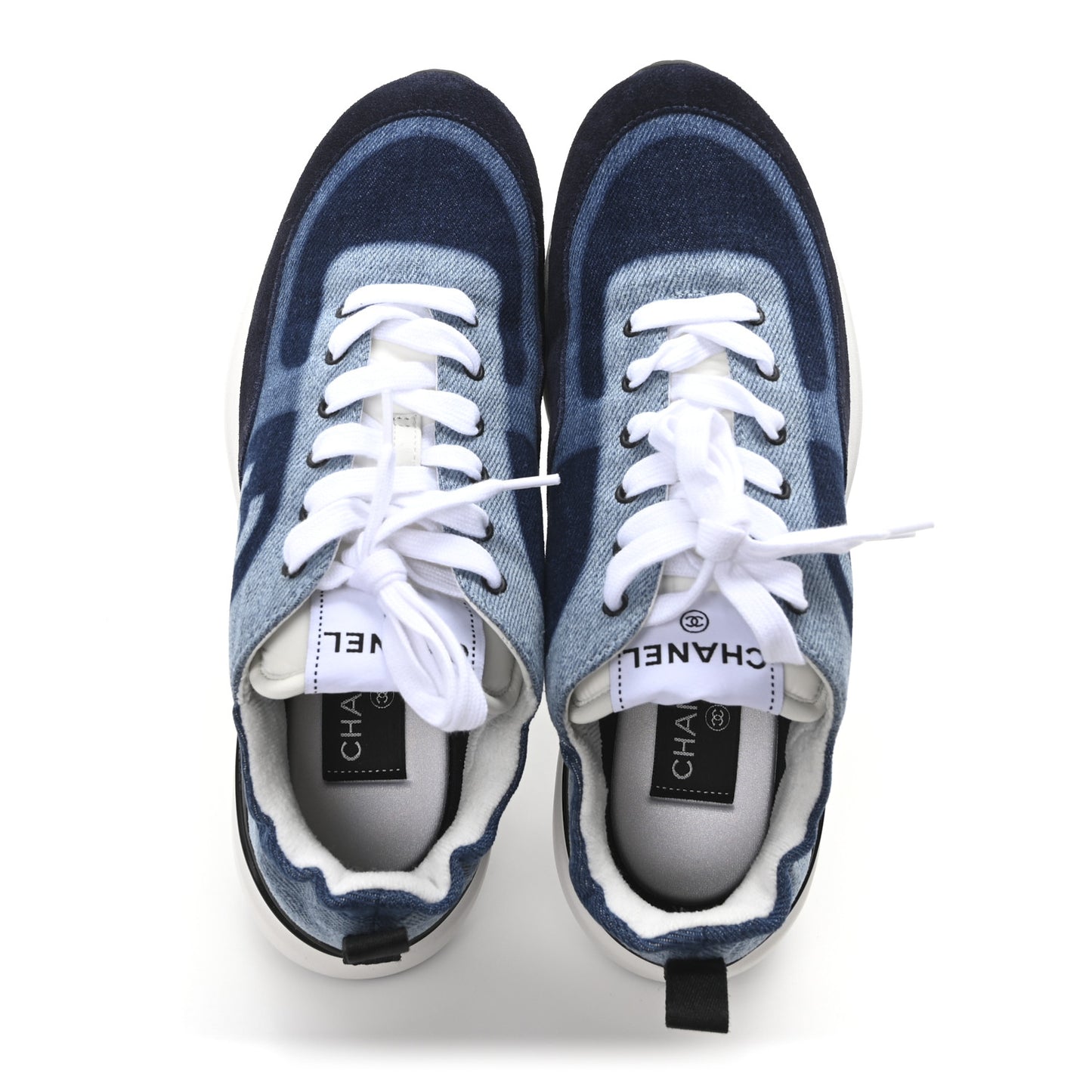 Denim Suede Calfskin Womens CC Sneakers 39 Dark Blue