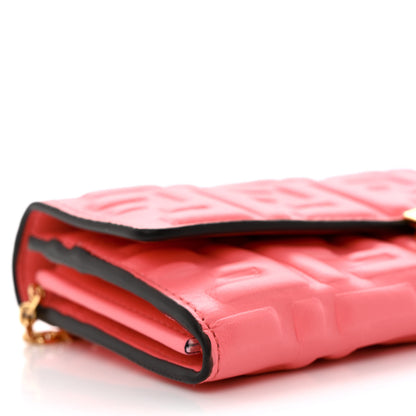 Fendi Nappa Matisse FF Embossed Continental Wallet On Chain Pink Dalia 9 of 11