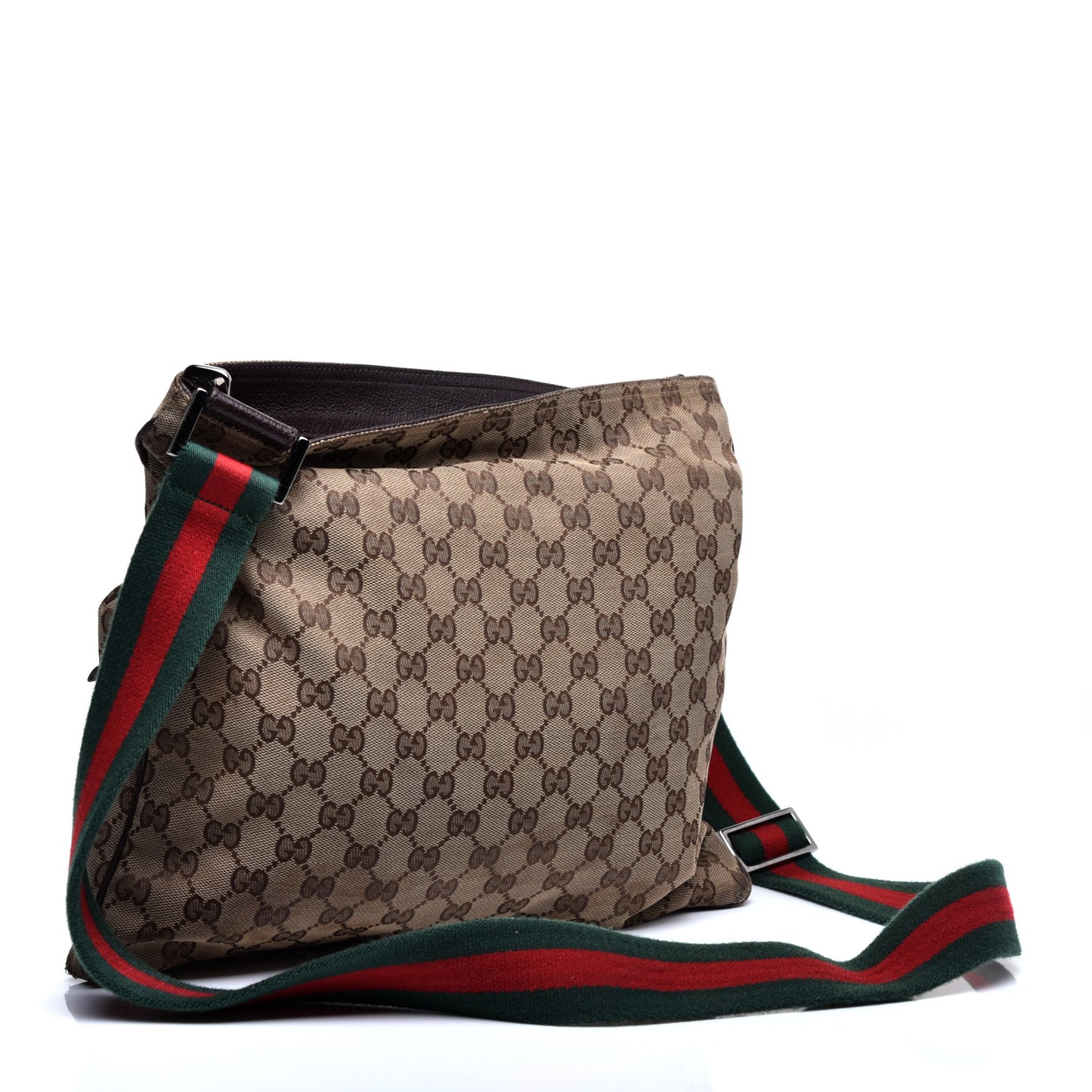 Monogram Web Medium Double Pocket Messenger Bag Dark Brown