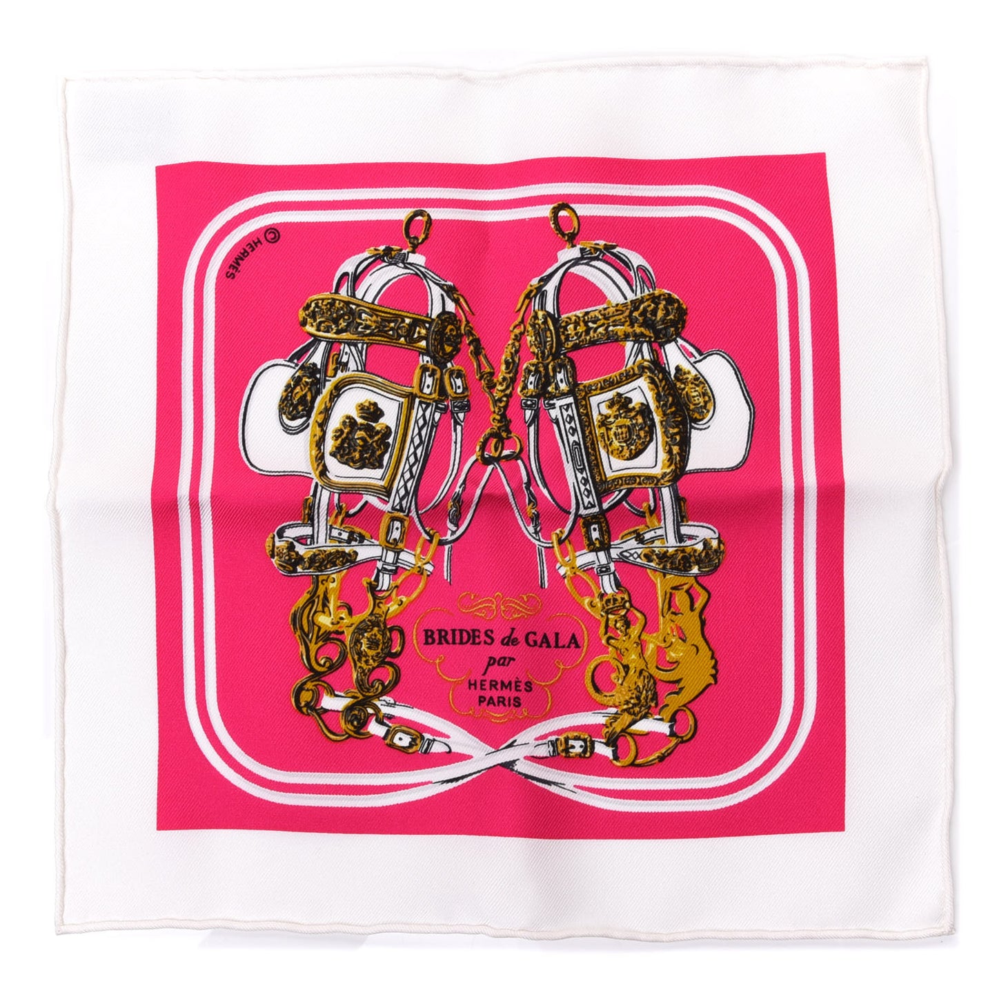 Silk Brides de Gala Nano Scarf 20 White Rose Fuchsia Or