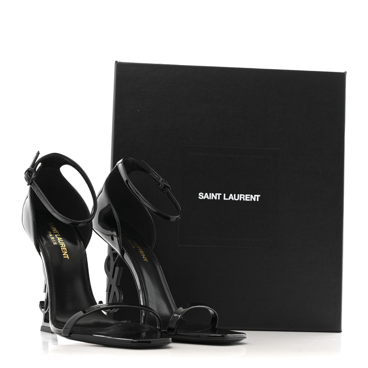 Patent Calfskin Opyum 110 Sandals 38.5 Black