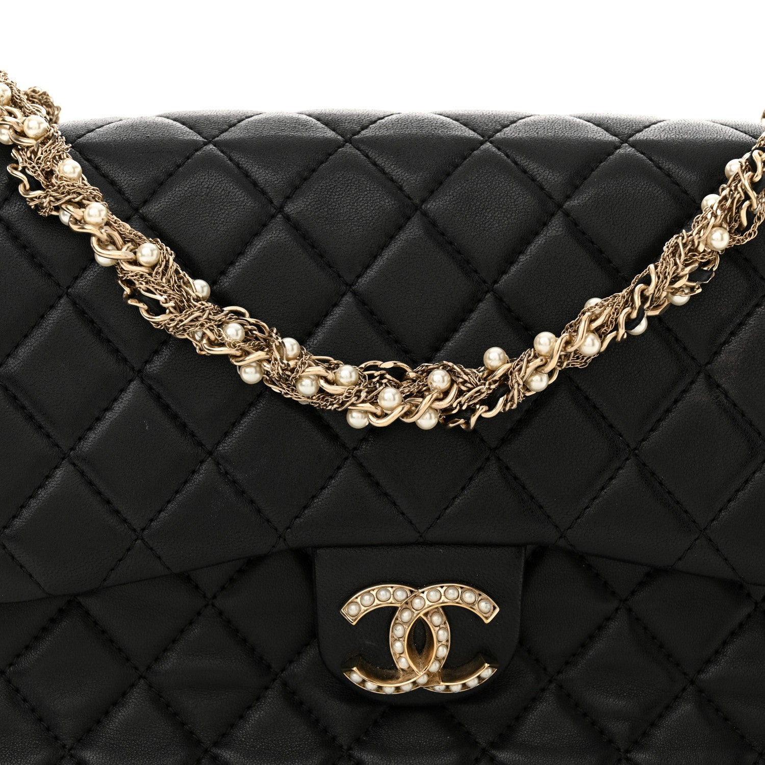Chanel Lambskin Quilted Medium Westminster Pearl Flap Black 8 of 12
